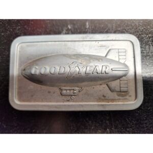 Goodyear Belt Buckle Blimp Zeppelin Silver Tone 1974 Vintage